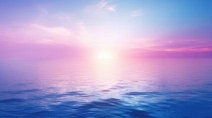 Obraz premium A sunset over the ocean with a bright pink sky. Generative AI.