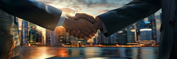 Illustrating Negotiations and Final Agreement in Joint Venture Investment - obrazy, fototapety, plakaty