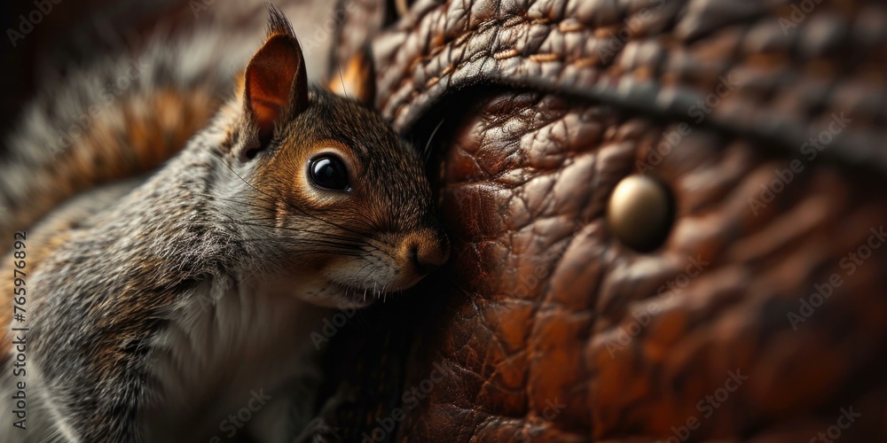 Aufkleber a close up of a squirrel that is sitting on top of something. generative ai.