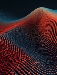 A 3d image of a wave pattern with dots. Generative AI.