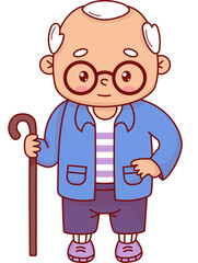 Happy grandfather. Cute elderly gray-haired man