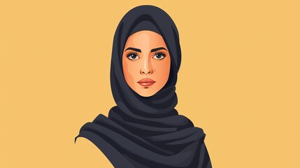 The icon of women in hijabs. A flat-style avatar icon. Muslimah woman.  Asian Traditional Hijab