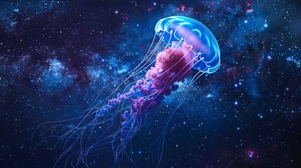 a mixture of jellyfish, space, and the milky way - obrazy, fototapety, plakaty