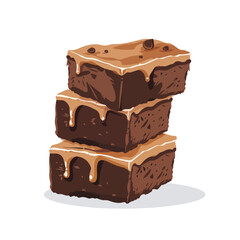 Stack of sweet chocolate brownie icon isolated flat