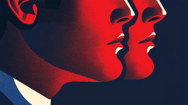 Illustration portrait of men in retro style