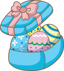 Easter bunny surprise stock illustration. Easter bunny gift in egg. Easter greeting card with cute little bunny. Symbol of joy.