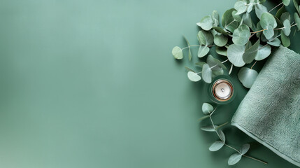 Eucalyptus Leaves and White Mortar
