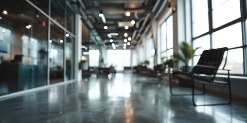 Blurred background of empty modern office space