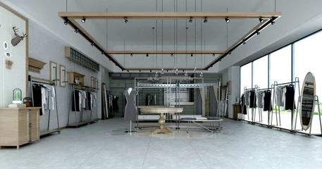 Fotobehang 3d render dress shop interior © murattellioglu