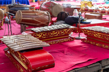 one of the traditional Indonesian musical instruments made of yellow metal with a melodious sound