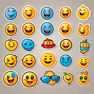 Dise&ntilde;o de pegatinas 3d emoticonos de caras riendo