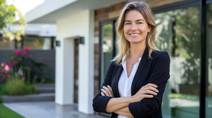 White Female Real Estate Agent Prepared for Client Consultation