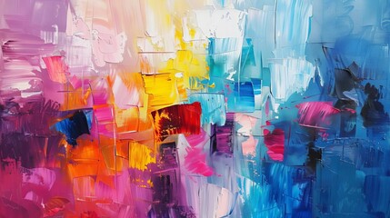Abstract modern art, colorful brushstrokes on canvas, contemporary painting