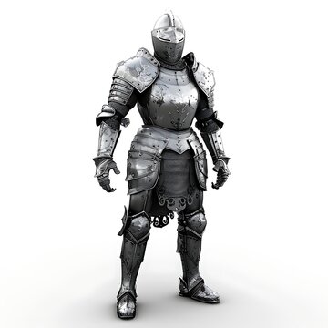 Knight armored 3d realistic render isolated white background AI Image Generative