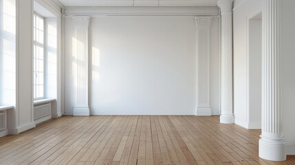 Fototapeta premium Empty bright room with wooden floor.