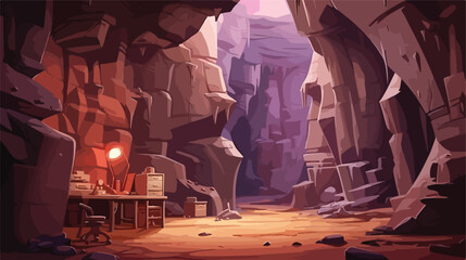 The secret lab in the canyon Digital painting - obrazy, fototapety, plakaty