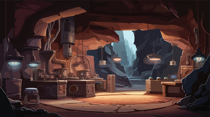 The secret lab in the canyon Digital painting