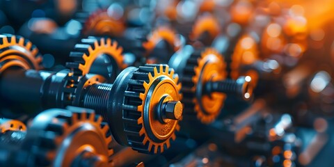 Advancements in Transportation Sector: Close-Up of Gearboxes and Bearings in Industrial Machinery. Concept Mechanical Engineering, Industrial Machinery, Gearboxes, Bearings, Transportation Sector - obrazy, fototapety, plakaty