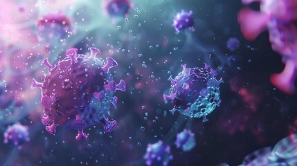 3D medical background with abstract virus cells, futuristic healthcare illustration