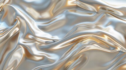 A smooth, glossy texture background in shades of shimmering silver and gold. - obrazy, fototapety, plakaty