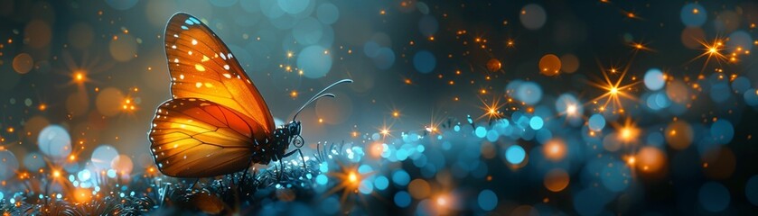 Ethereal insects and bugs in a fantasy garden, sparkling wings, delicate and surreal, artistic representation - obrazy, fototapety, plakaty