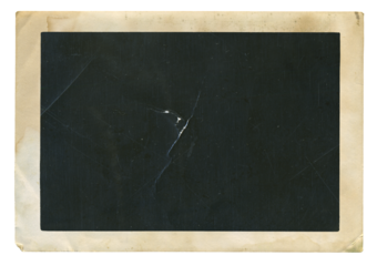 Retro photo paper isolated with frame. Old antique shabby sheet paper texture. Announcement board. Recycle old photograph background. Vintage photo frame with figured edges.