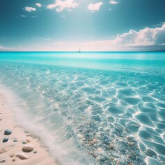 Beautiful seascape with crystal clear turquoise water and white sand.