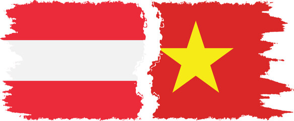 Vietnam and Austria grunge flags connection vector