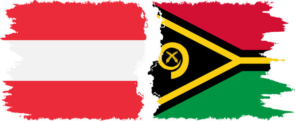 Vanuatu and Austria grunge flags connection vector