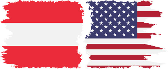 USA and Austria grunge flags connection vector