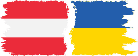 Ukraine and Austria grunge flags connection vector