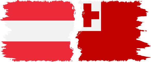 Tonga and Austria grunge flags connection vector