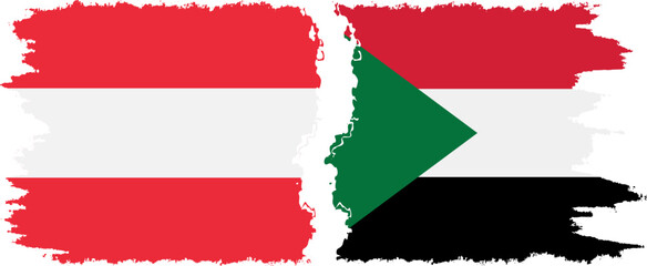 Sudan and Austria grunge flags connection vector
