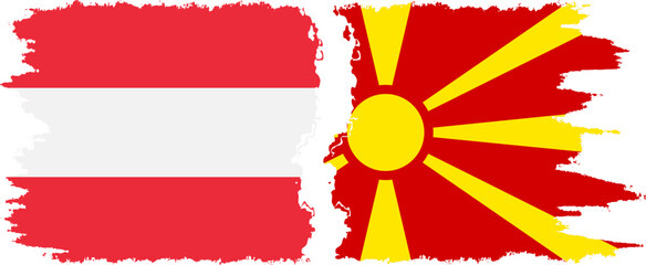 Northern Macedonia and Austria grunge flags connection vector