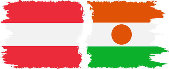 Niger and Austria grunge flags connection vector - obrazy, fototapety, plakaty