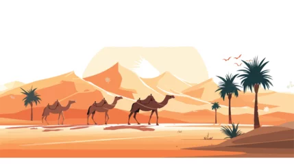 Foto op Plexiglas desert landscape with camels © Ayyan