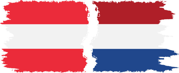 Netherlands and Austria grunge flags connection vector
