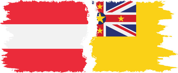 Niue and Austria grunge flags connection vector