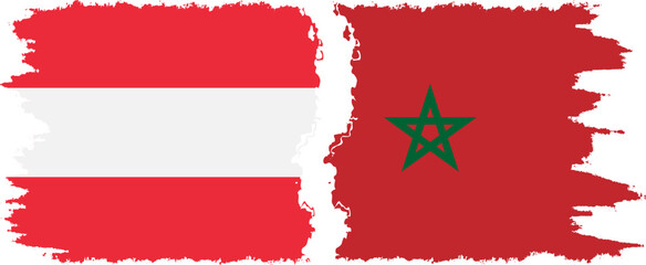 Morocco and Austria grunge flags connection vector