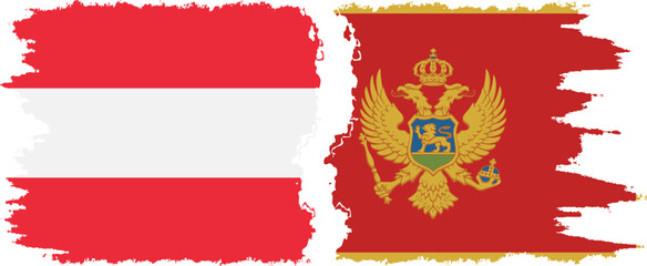 Montenegro and Austria grunge flags connection vector