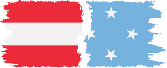 Federated States of Micronesia and Austria grunge flags connection v - obrazy, fototapety, plakaty