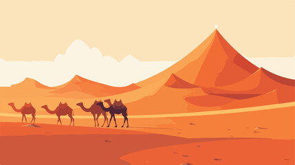 desert landscape with camels