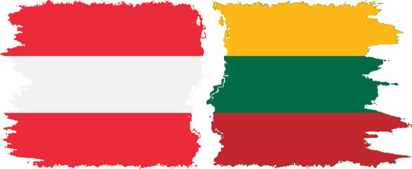 Lithuania and Austria grunge flags connection vector
