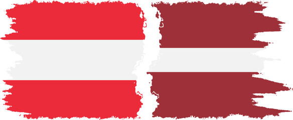 Latvia and Austria grunge flags connection vector