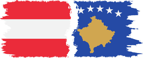Kosovo and Austria grunge flags connection vector