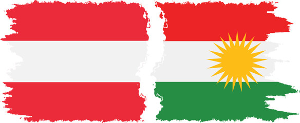 Kurdistan and Austria grunge flags connection vector