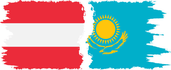 Kazakhstan and Austria grunge flags connection vector