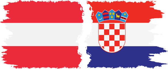 Croatia and Austria grunge flags connection vector