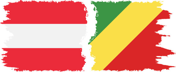 Congo-Brazzaville and Austria grunge flags connection vector