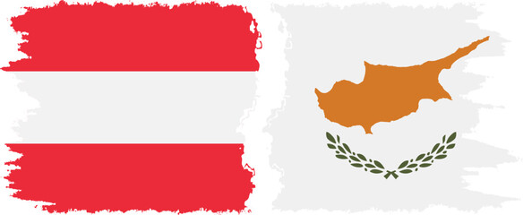 Cyprus and Austria grunge flags connection vector